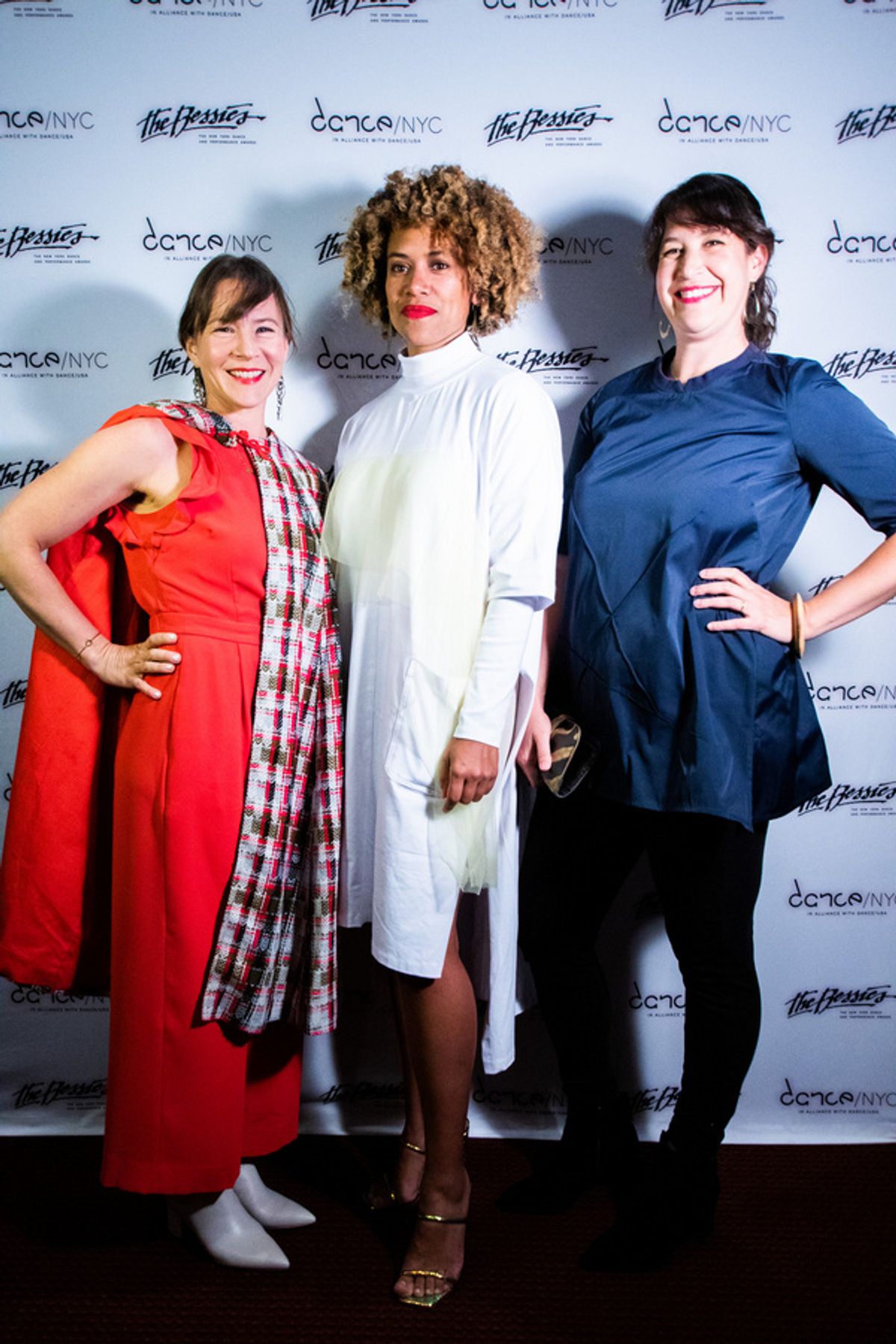 L to R: 2019 Outstanding Performer nominee Molly Poerstel, the 2019 Outstanding Performer Bessie winner Leslie Cuyjet (honored for Sustained Achievement with Jane Comfort, Niall Jones, Juliana F. May, at 