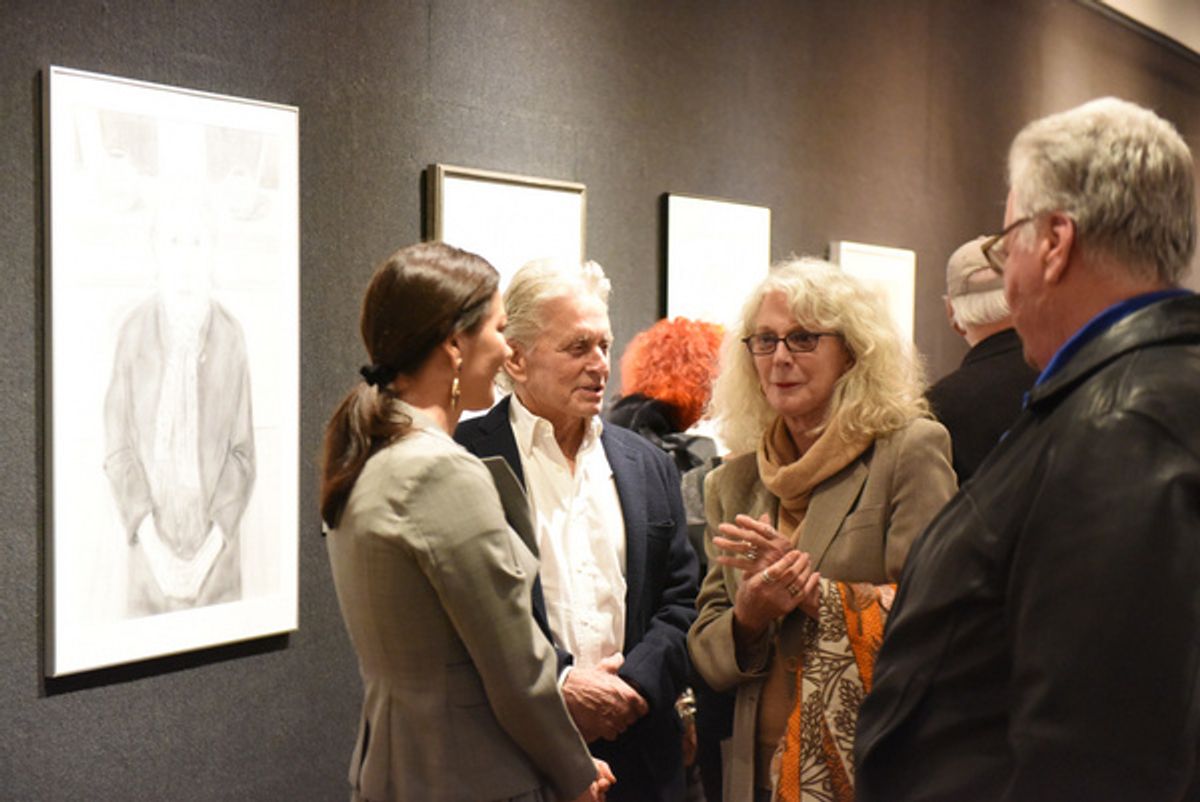 Catherine Zeta-Jones, Michael Douglas, and Blythe Danner attend Joseph Feury''s Fioretti: Through the Window exhibit. at 