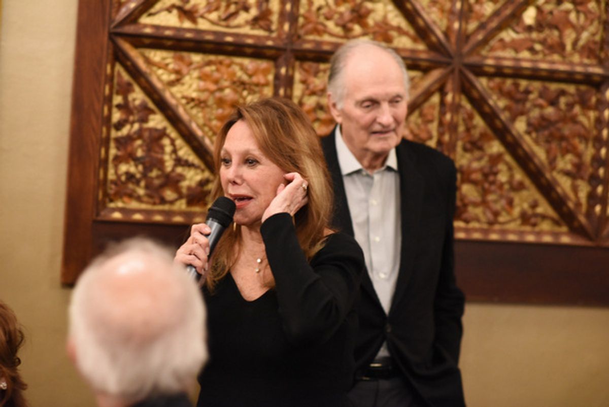 Actors Marlo Thomas and Alan Alda speak at Joseph Feury''s Fioretti: Through the Window exhibit. at 