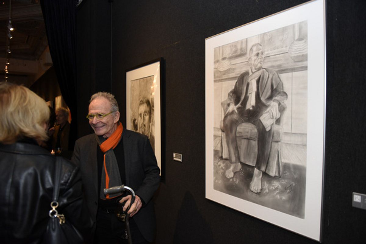 Ron Rifkin with his portrait at Joseph Feury''s Fioretti: Through the Window exhibit. at 