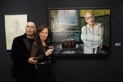 Joseph Feury and Elaine May attend Feury''s Fioretti: Through the Window exhibit at t Photo