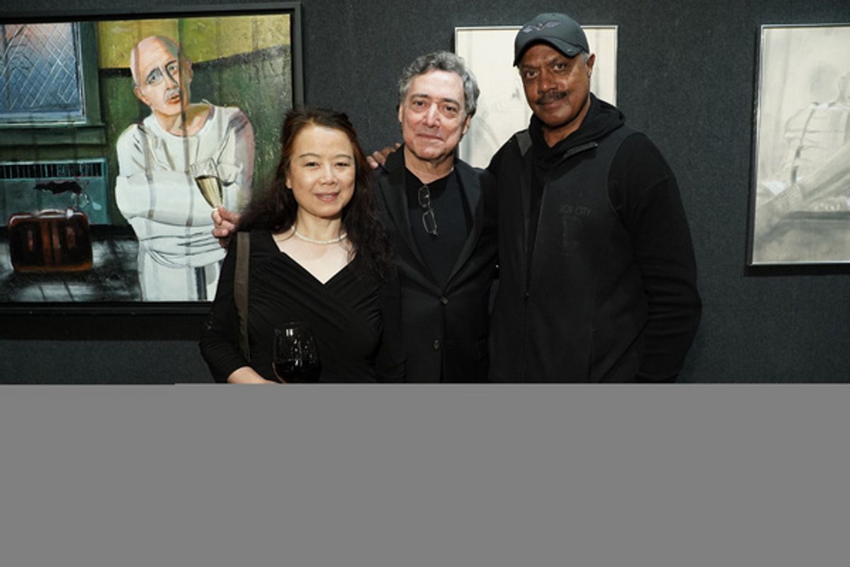 Mei Wang, attends Joseph Feury''s Fioretti: Through the Window exhibit with Emmy favorites John Califra and Nathan Purdee. at 