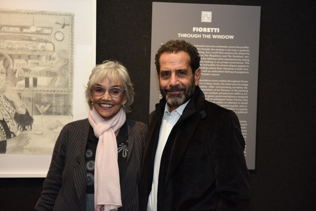 Actors Tony Shalhoub and Brooke Adams arrive at Joseph Feury''s Fioretti: Through the Window exhibit. at 