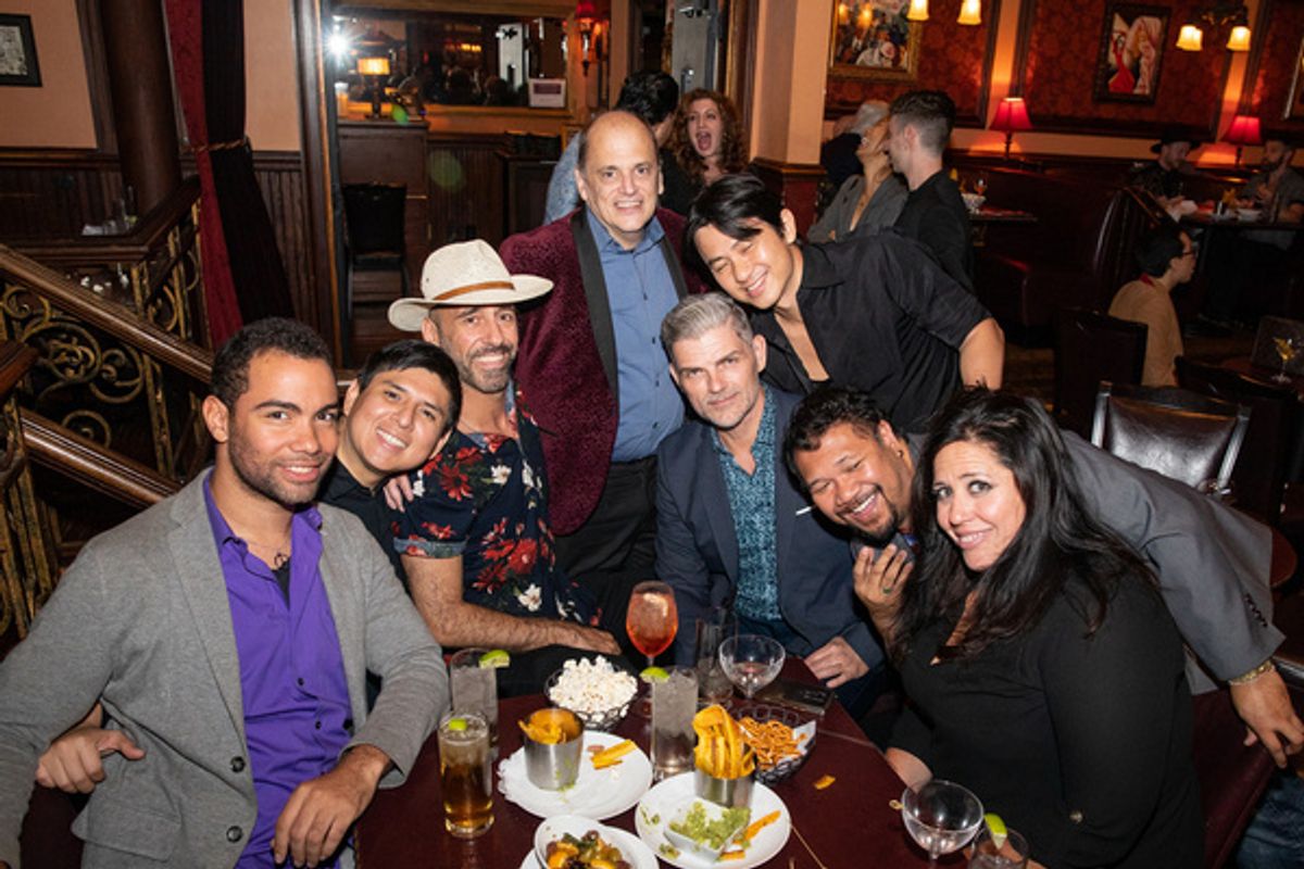 Matt Dricker, Rudy Ortiz, Andreas Pliatsikas, John Minnock,  Meko, Kevin Hazel, Jay Dompor and Christina Kounalis at Feinstein''s/54 Below on September 20, 2019    Photo by Leslie Farinacci at 