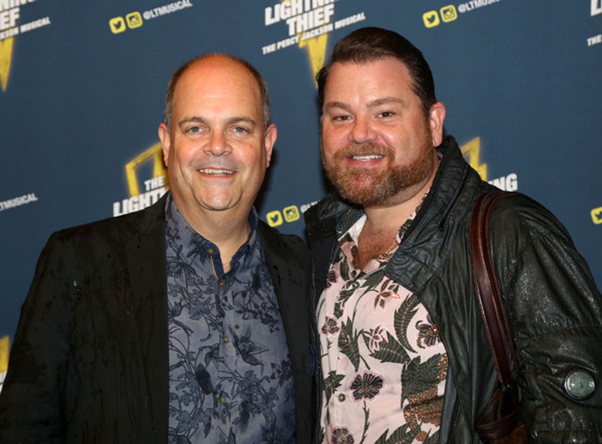 NEW YORK, NY - OCTOBER 16: Brad Oscar and Diego Prieto pose at the opening night of the new musical based on the film 'The Lightning Thief: The Percy Jackson Musical' on Broadway at The Longacre Theatre on October 16, 2019 in New York City (Photo by Bruce Glikas/WireImage) at 
