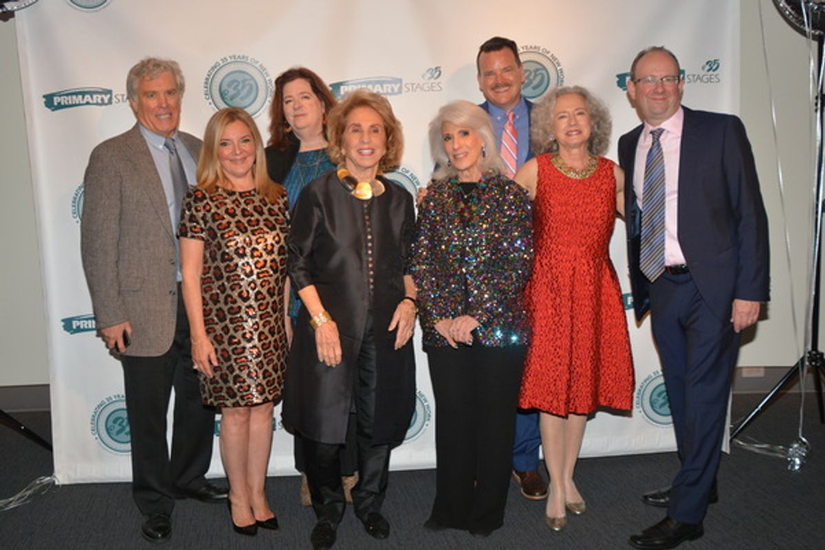 Casey Childs, Andrew Leynse and Shane D. Hudson join with tonight's Honorees- Susan Rose, Dasha Epstein, Theresa Rebeck, Jamie deRoy and Cheryl Weisenfeld at 