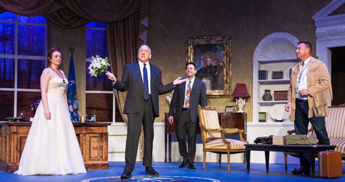 Jennifer DeLatte (Clarice Bernstein),  Bob Edes Jr, (President Charles Smith),  Leon Contavesprie (Archer Brown), Michael Smith (Dwight Grackle) at 