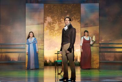 Olivia Hernandez as Elizabeth Bennet, Steven Good as Mr. Darcy, and Laura Michelle Ke Photo