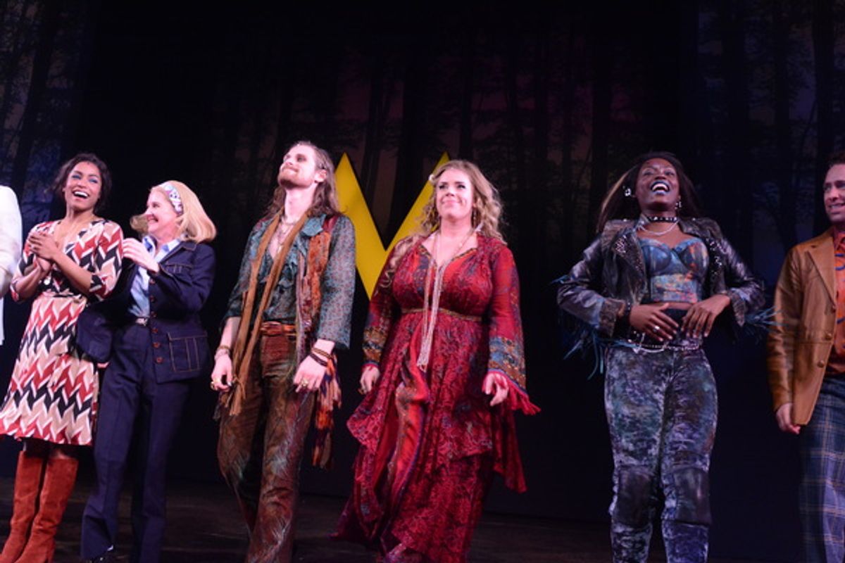 The Cast of Scotland, Pa. that includes Jeb Bron, Jay Armstrong Johnson Taylor Iman Jones, Lacretta, Megan Lawrence, Ryan McCartan, Will Meyers, Wong Ogunfowara, David Rossmer, Alysha Umphress and Kaleb Wells take opening night bows at 