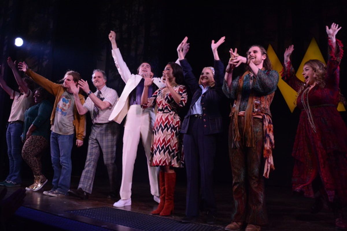 The Cast of Scotland, Pa. that includes Jeb Bron, Jay Armstrong Johnson Taylor Iman Jones, Lacretta, Megan Lawrence, Ryan McCartan, Will Meyers, Wong Ogunfowara, David Rossmer, Alysha Umphress and Kaleb Wells take opening night bows at 