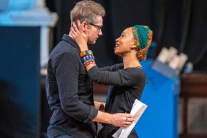 Erik Hellman (Adam) and Nondumiso Tembe (Lindiwe) Photo