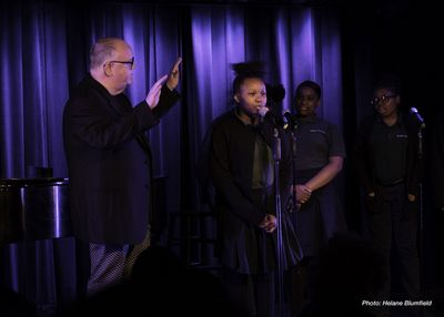 Lennie Watts with the students of Brooklyn Jesuit Prep Photo