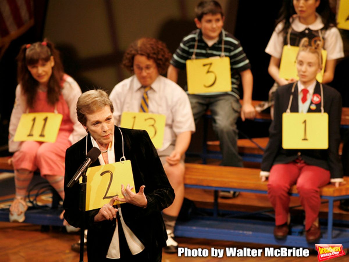 Julie Andrews and her daughter Emma Walton Hamilton, National Ambassadors for Kid's Night On Broadway, join the gang at THE 25th ANNUAL PUTNAM COUNTY SPELLING BEE on stage as guest spellers at The Circle In The Square Theatre in New York City.
January 30, 2007 at 