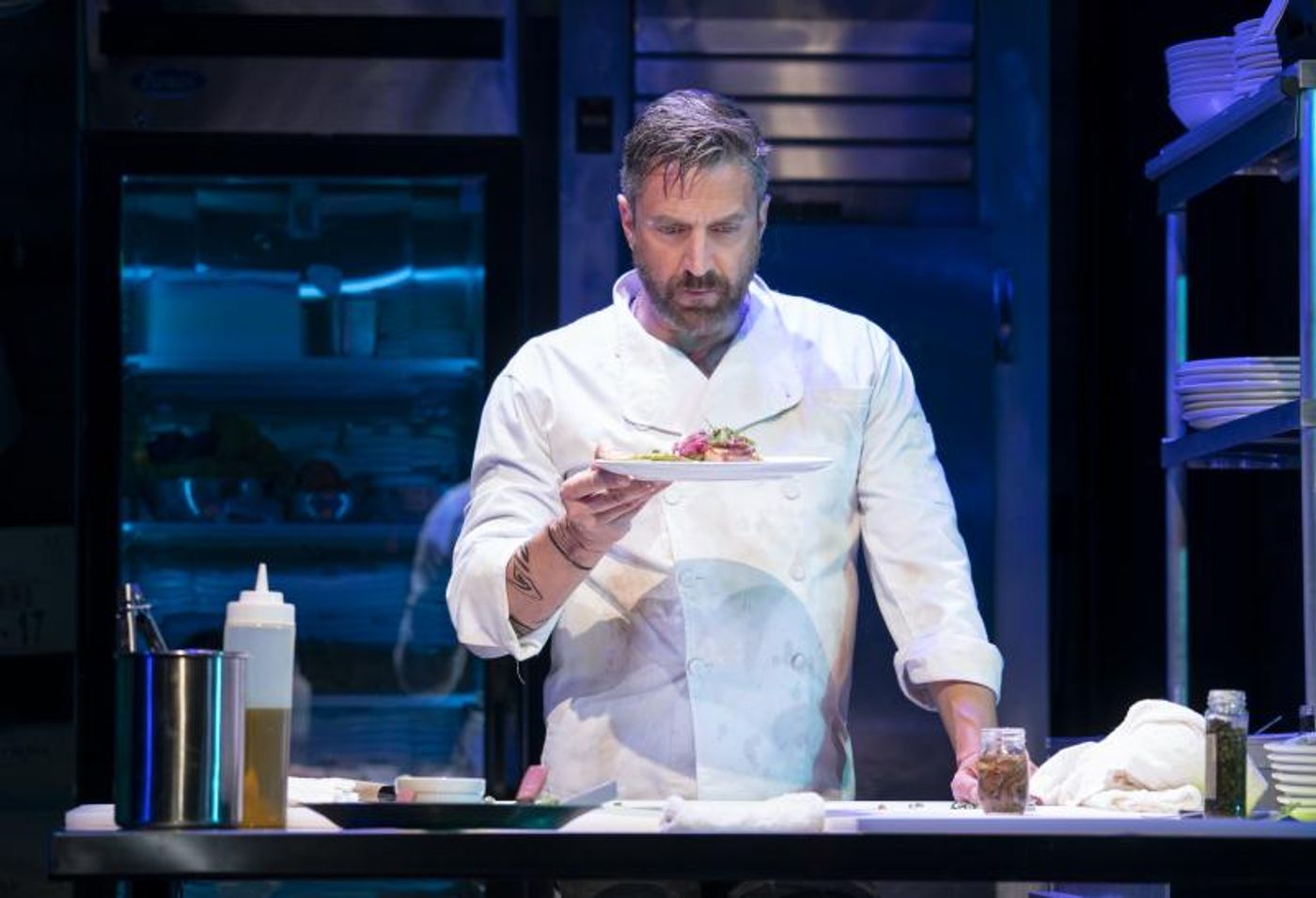 Review: Raul Esparza and Krysta Rodriguez Clash in Theresa Rebeck's Art Vs. Commerce Comedy, SEARED  Image