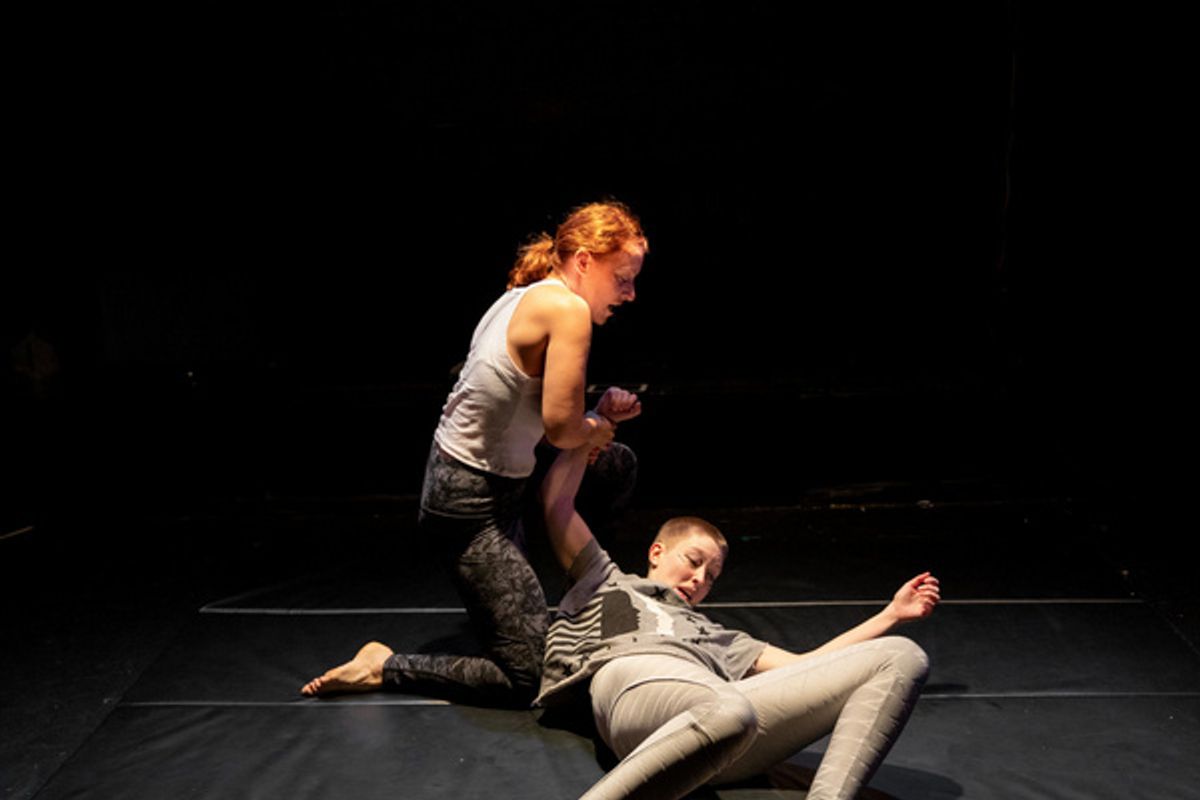 River Flynn (Sarah Elizabeth Grace) training Messenger Sam Fishman (Meaghan J. Johnson) in The Regime is Female at the Tank, November 1 - 17, 2019 (Photo credit: Justin McCallum) at 