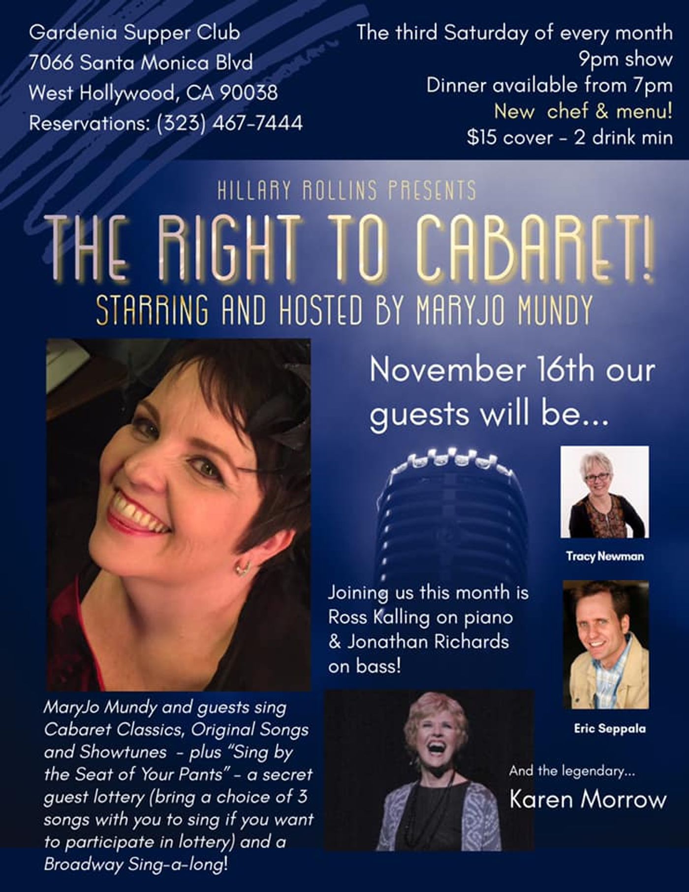 MaryJo Mundy's THE RIGHT TO CABARET A Monthly Residency to Begin at The Gardenia Supper Club  Image