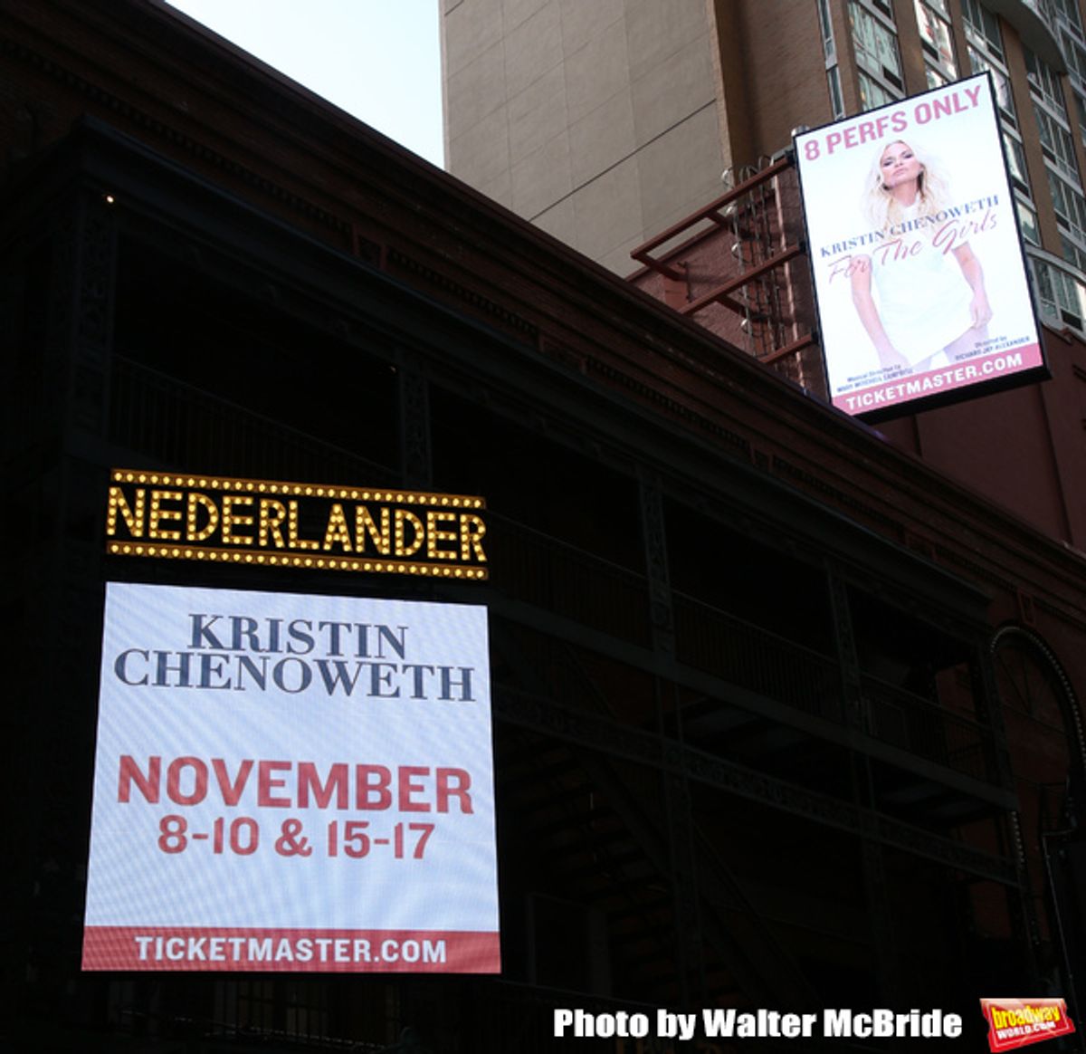 Theatre Marquee unveiling for 'Kristin Chenoweth - For The Girls' at the Nederlander Theatre on November 04, 2019 in New York City. at 