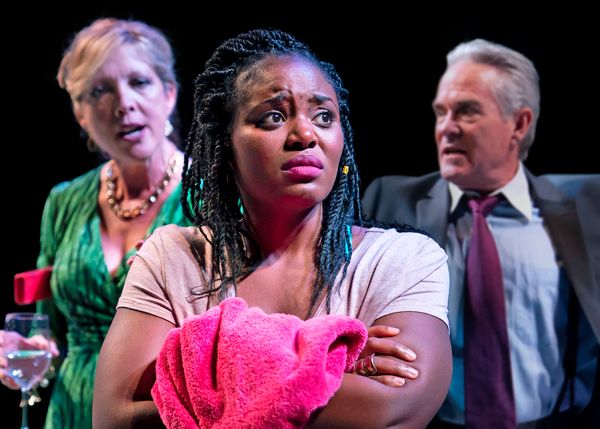 Juliet (Brittany Bellizeare, at center), Mrs. Capulet (Lia D. Mortensen) and Mr. Capu Photo