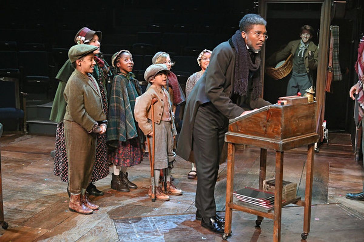 Jude Sandy with the cast of A Christmas Carol at 