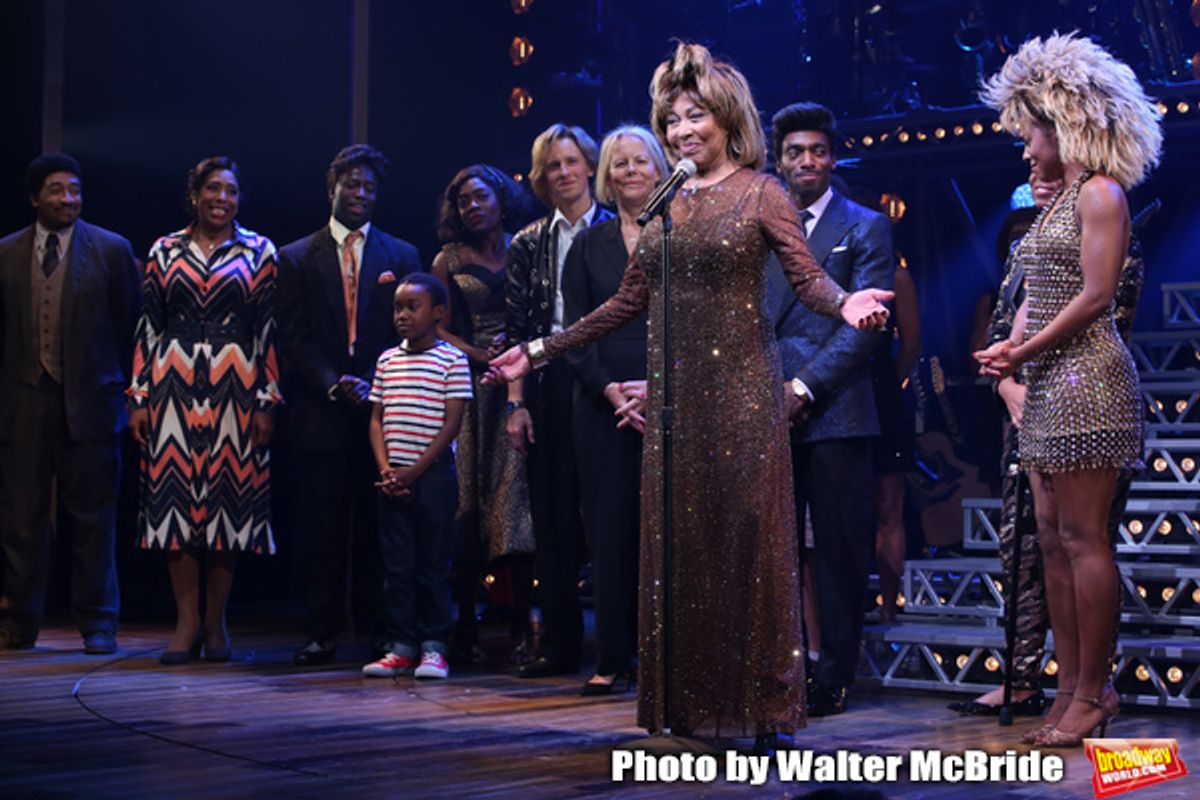 Phyllida Lloyd, Daniel J. Watts, Tina Turner and Adrienne Warren with cast at 