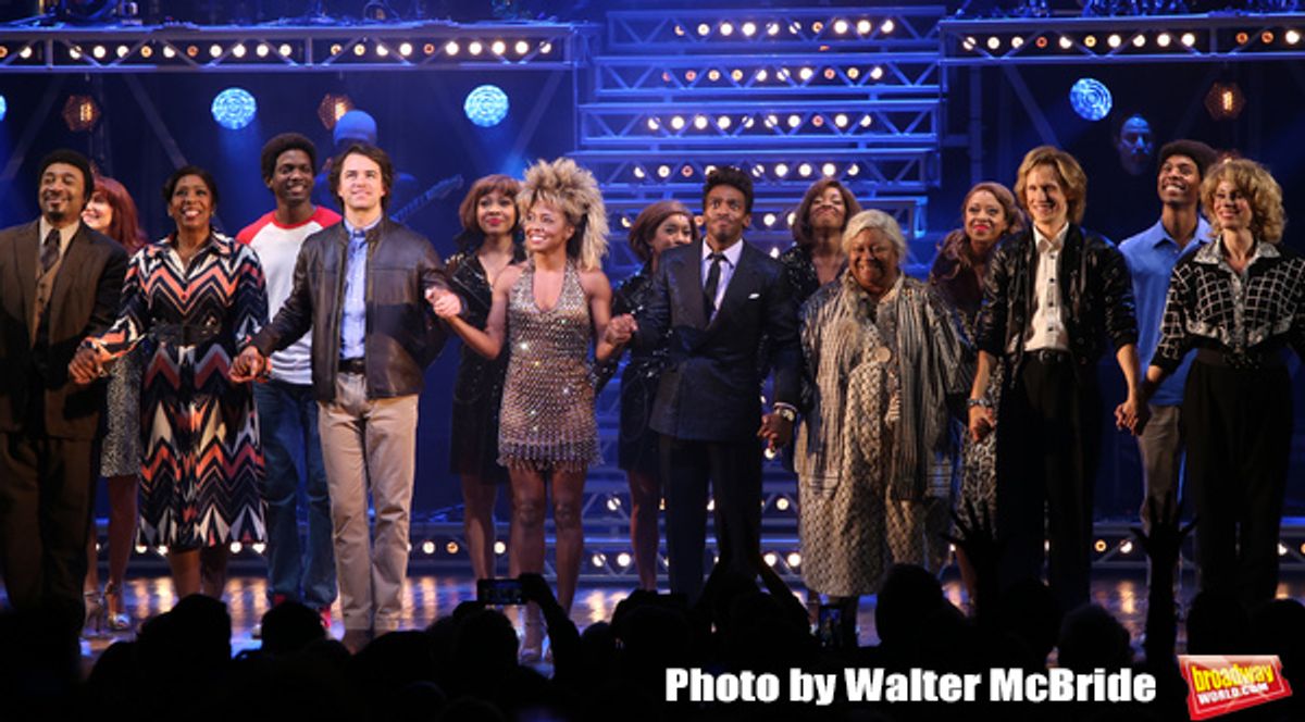 Adrienne Warren and Daniel J. Watts with cast at 