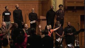 Alyssa Fox performs ?Once Upon A Time? from Brooklyn featuring the Queer Black Men in the Middle Choir. TOP: Matthew Johnson Harris, Wesley Rowell, Daryl Douglas, Jason Mullings and Elijah Caldwell. B @ BroadwayWorld Alyssa Fox performs ?Once Upon A Time? from Brooklyn featuring the Queer Black Men in Photo
