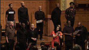 Alyssa Fox performs ?Once Upon A Time? from Brooklyn featuring the Queer Black Men in the Middle Choir. TOP: Matthew Johnson Harris, Wesley Rowell, Daryl Douglas, Jason Mullings and Elijah Caldwell. B @ BroadwayWorld Alyssa Fox performs ?Once Upon A Time? from Brooklyn featuring the Queer Black Men in Photo