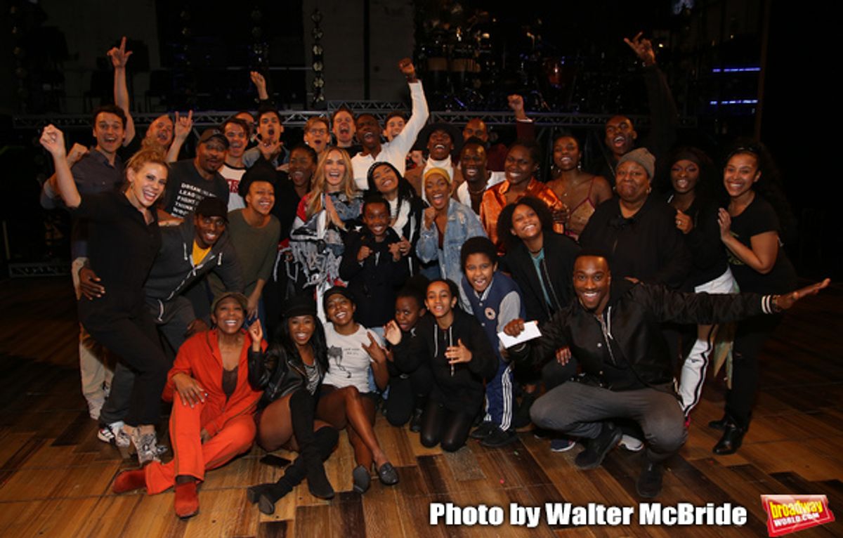 Katie Webber, Adrienne Warren and Daniel J. Watts with cast  at 