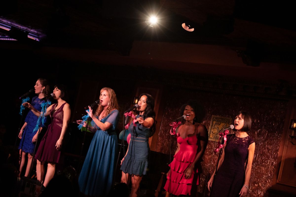 Krysta Rodriguez, Laura Osnes, Jodi Benson, Courtney Reed, Aisha Jackson, and Susan Egan at 