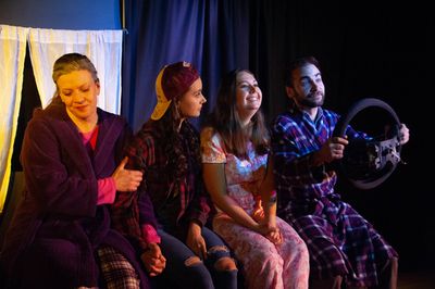 (L to R) ELLEN REVESZ, CASSANDRA GUGLIELMO, DANIELLE MACMATH, and MIKE MARCOU in ''Fu Photo