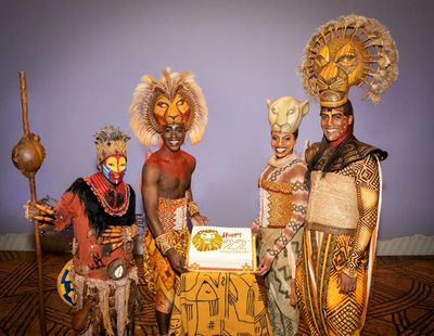 Nteliseng Nkhela as Rafiki, Bradley Gibson as Simba, Adrienne Walker as Nala and Mich Photo