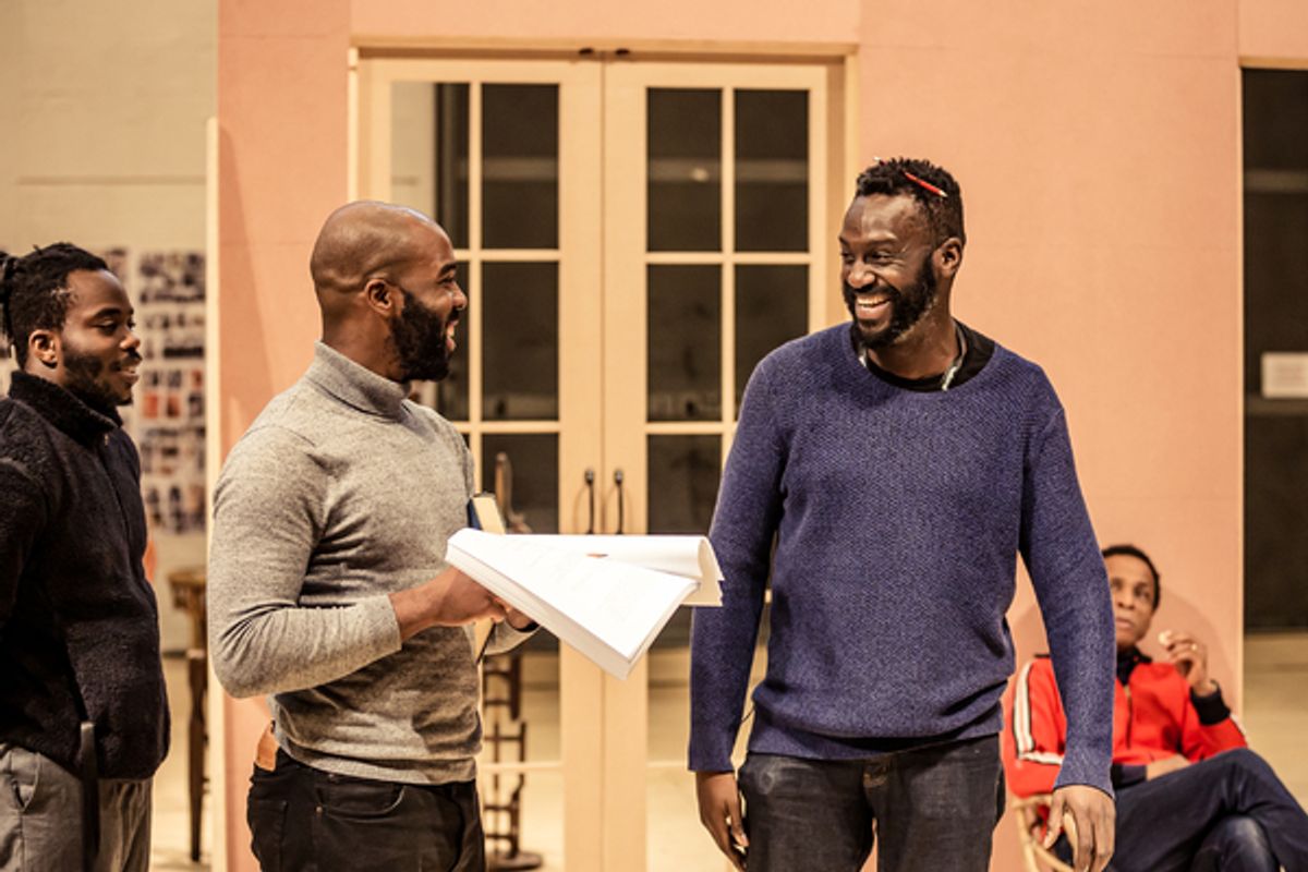 Three Sisters Rehearsal Photos
National Theatre
5th November 2019

By Inua Ellams after Checkov

Director: Nadia Fall
Set and Costume Designer :Katrina Lindsay
Lighting Designer : Peter Mumford
Sound Designer :Donato Wharton
Movement Director : Polly Bennett
Composer : Femi Temowo
Music Director and Vocal Arranger :Michael Henry
Staff Director : Moji Elufowoju

Cast

Ronke Adekouluejo
Adedeji Adetayo
Jonathan Ajayi
Jude Akuwudike
Tobi Bamtefa
Peter BankolÃ©
Anni Domingo
Lola May
Jerome Ngonadi
Sarah Niles
Ken Nwosu
Racheal Ofori
Joseph Ogeleka
Nasa Ohalete
Offue Okegbe
Chloe Okora
Sule Rimi
Natalie Simpson
Diana Yekinni

Â©The Other Richard at 