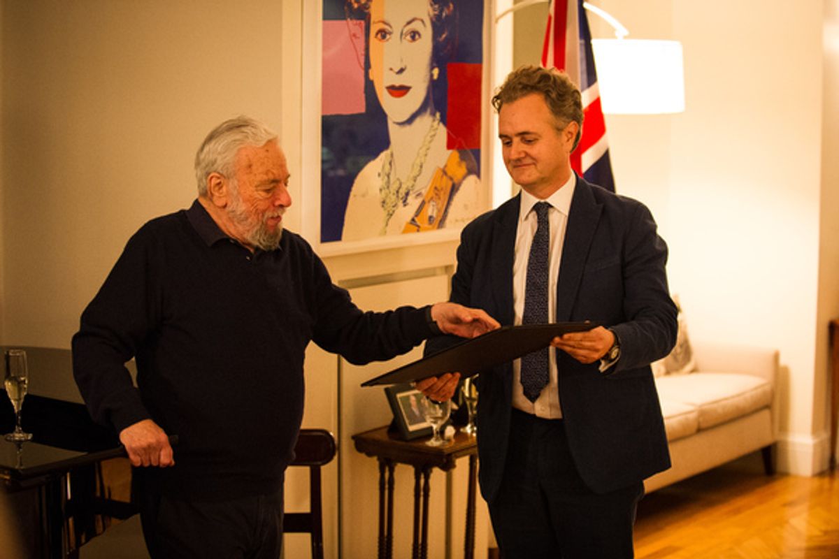 Stephen Sondheim and Director of RADA Edward Kemp
 at 