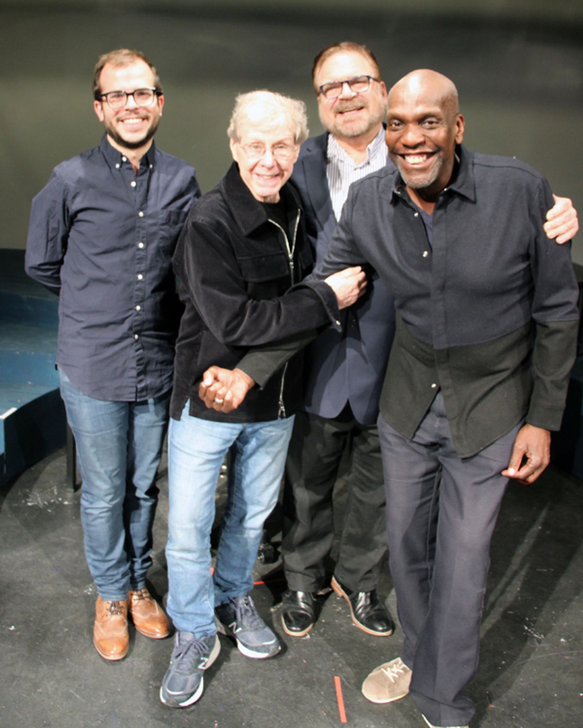The Creative Team ---Greg Jarrett (music director), Maury Yeston (composer), 
Gerard Alessandrini (director/conceiver), Gerry McIntyre (choreographer) at 