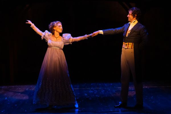 Teresa Zimmermann as Belle and Jay Sullivan as Young Scrooge Photo