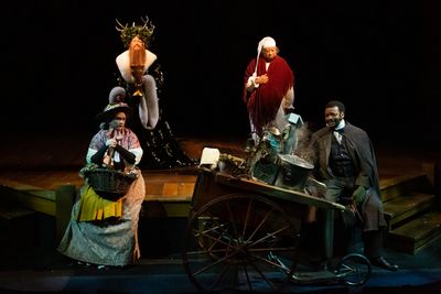 Melissa Pritchett as Mary Pidgeon, and Josh Morrison as Spirit of Christmas Present,  Photo