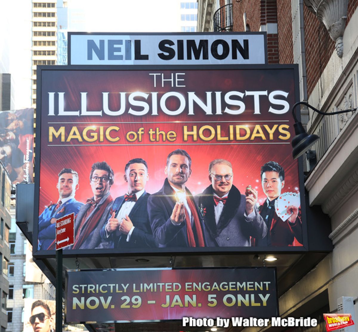 Theatre Marquee unveiling for  'The Illusionists - Magic of the Holidays' at the Neil Simon Theatre on November 19, 2019 in New York City. at 