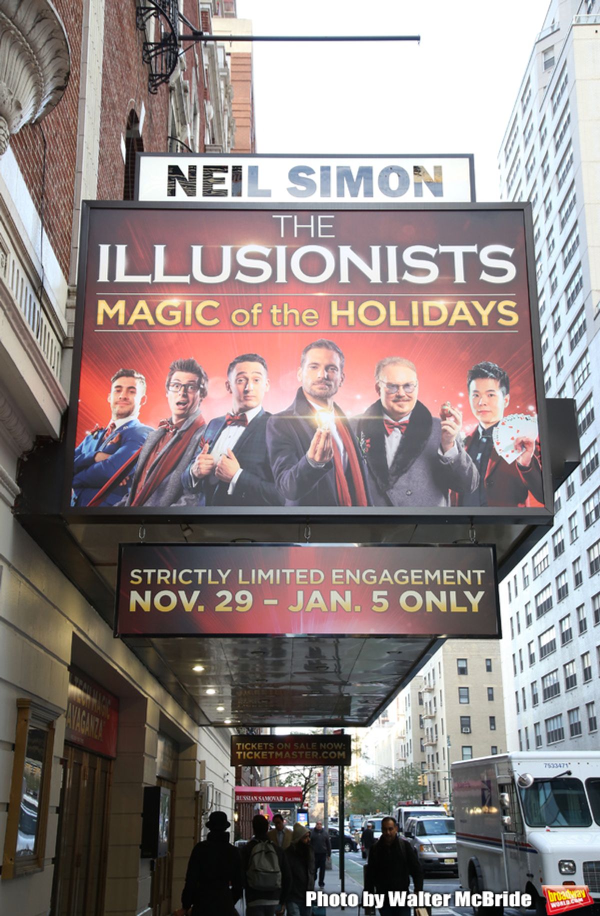 Theatre Marquee unveiling for  'The Illusionists - Magic of the Holidays' at the Neil Simon Theatre on November 19, 2019 in New York City. at 