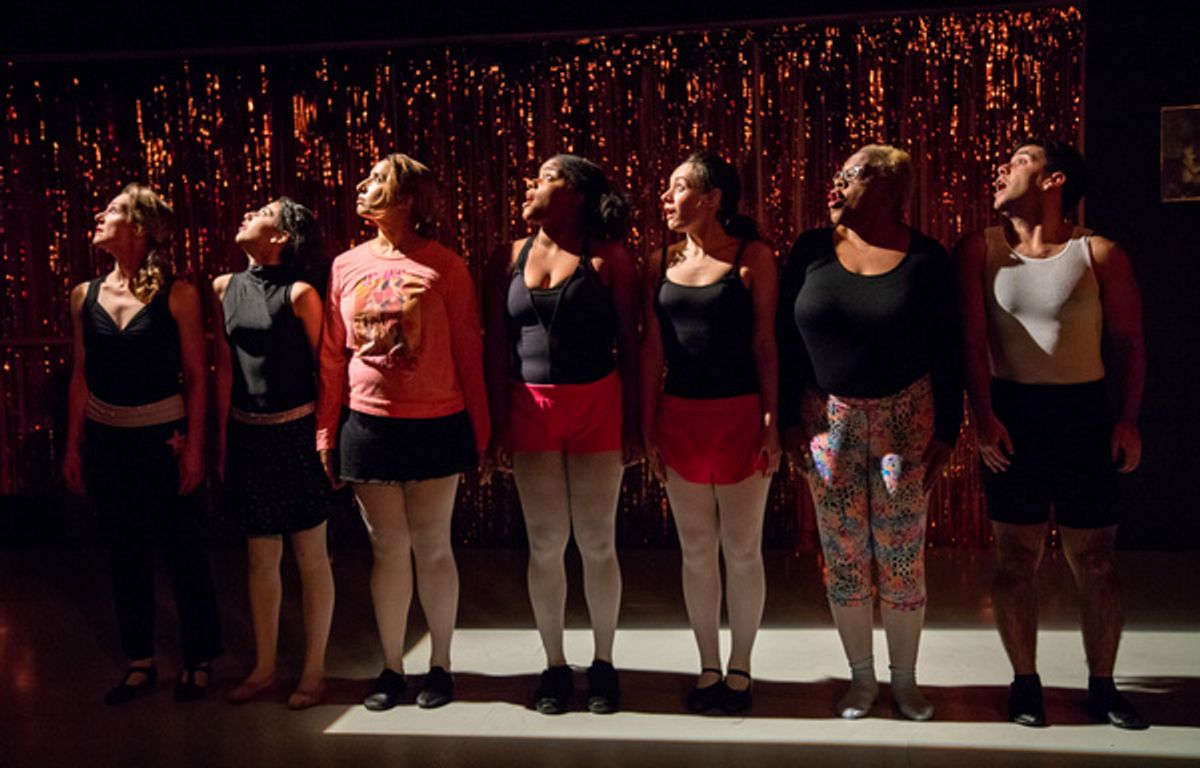 Tanya Anderson, Sophie Appel, Sring Chakravorty, Catia, Alison Russo, Michelle L. Walker, Victor Neto in DANCE NATION at The Wilbury Theatre Group; photo by Erin X. Smithers. at 