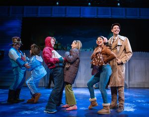 The residents of Punxsutawney, PA, are excited about Groundhog Day. Featuring (l-r): Michael Motroni, Danielle Philapil, Cameron La Brie, Larissa Kelloway, Sophia Introna*, and Dean Linnard*.
@ BroadwayWorld The residents of Punxsutawney, PA, are excited about Groundhog Day. Featuring (l-r): Photo