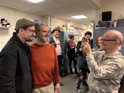 Joel Grey with Lin-Manuel Miranda and Steven Skybell Photo