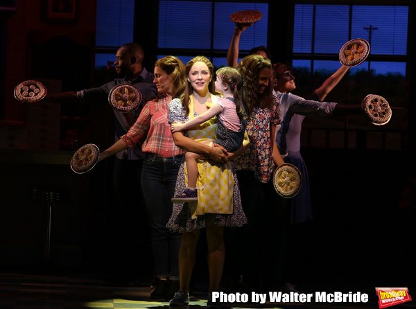 Katharine McPhee and Delaney Quinn during her curtain call bows as she returns to 