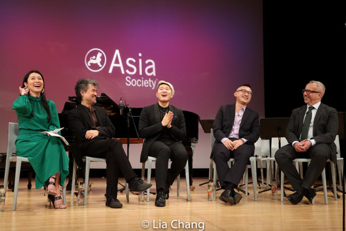 Following the working rehearsal, Agnes Hsu-Tang, PhD moderates a Q&A with (from left to right) librettist David Henry Hwang, countertenor Kangmin Justin Kim, composer Huang Ruo and stage director Jame at 