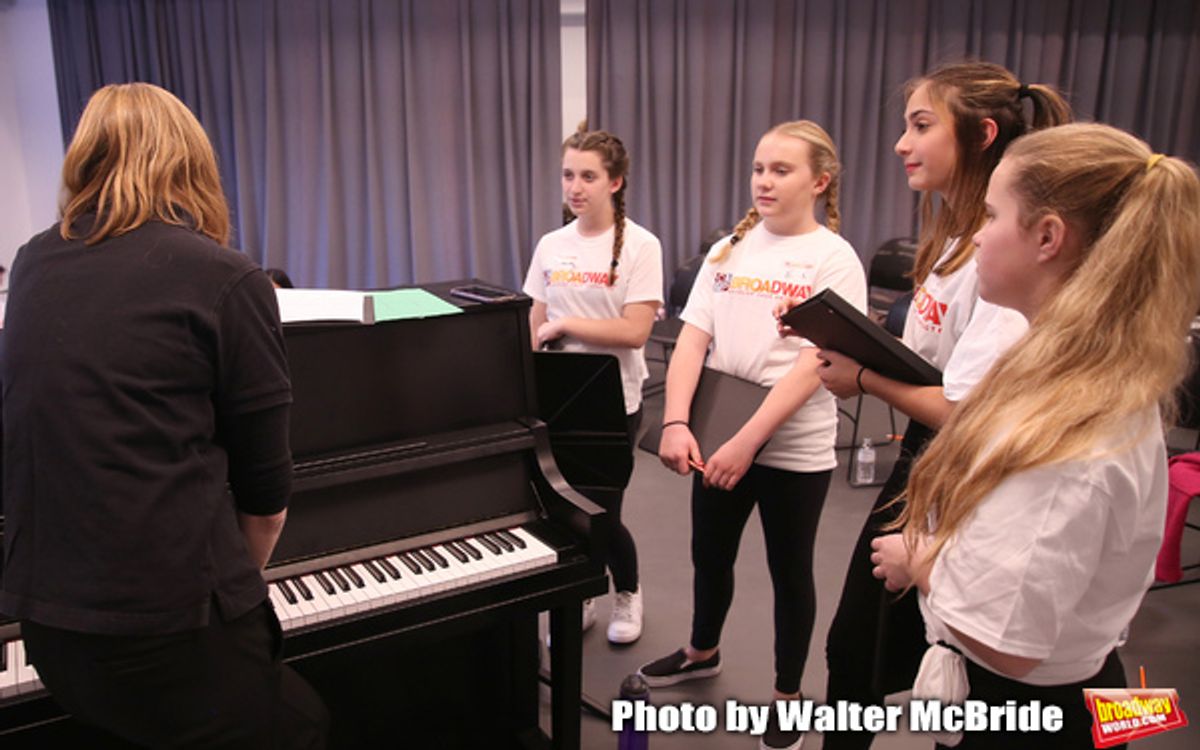 Christine Riley and The Camp Broadway Kids Ensemble in rehearsal  at 