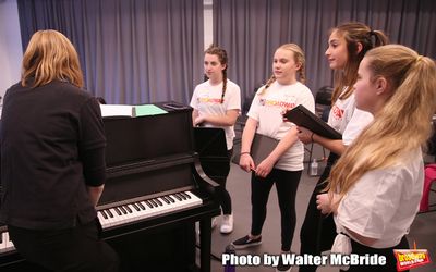 Christine Riley and The Camp Broadway Kids Ensemble in rehearsal  Photo
