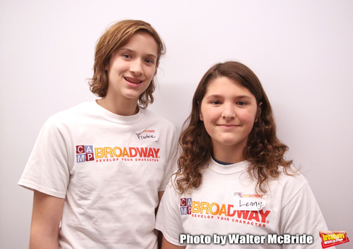 Frankie Lane and Lenny Lane from The Camp Broadway Kids Ensemble in rehearsal  at 