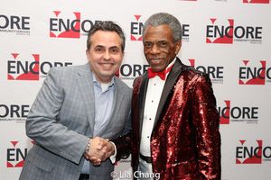 Encore Board member Kendall Messick, co-chair of event and Andre De Shields Photo