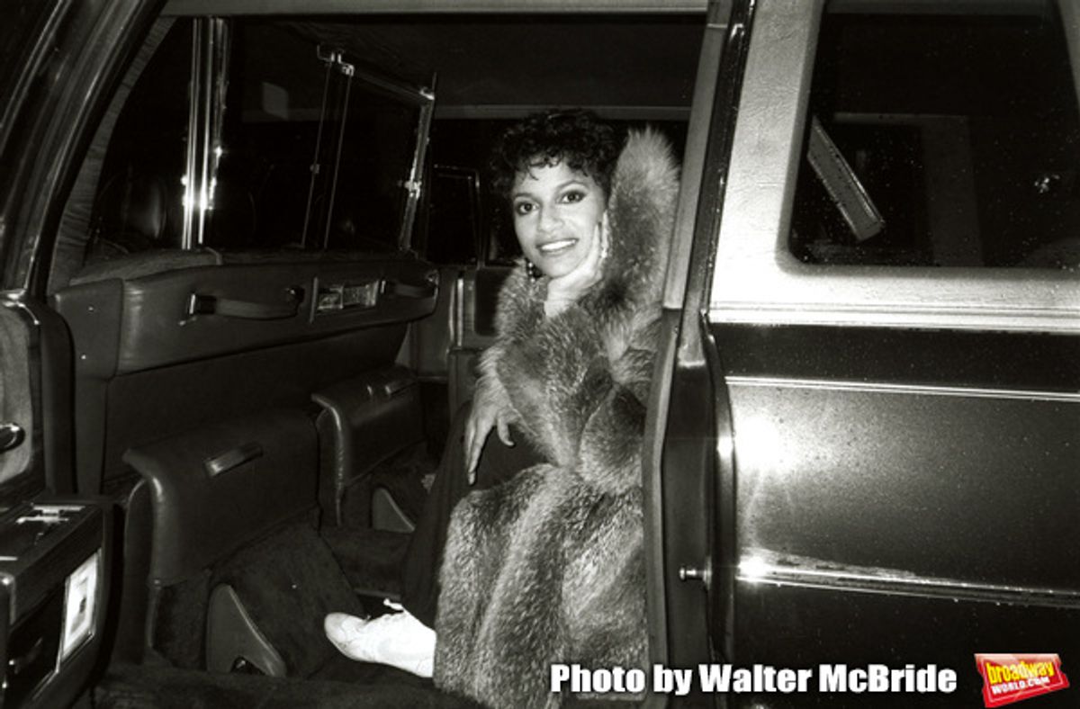 Debbie Allen leaving the Imperial Theatre after catching a performance of 'Dreamgirls' on  December 1, 1981 in New York City. at 