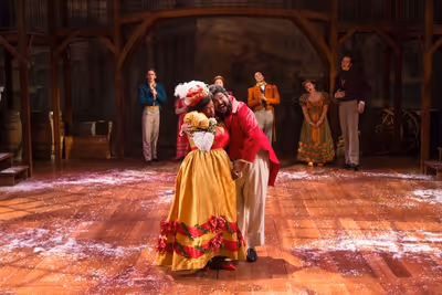 Shauna Miles, Kenneth De Abrew and the cast of A Christmas Carol.
 Photo