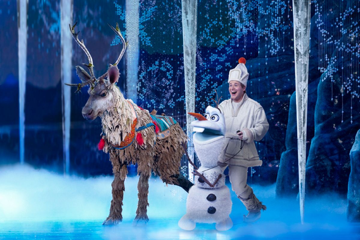 Collin Baja (Sven) and F. Michael Haynie (Olaf) in Frozen North American Tour - photo by Deen van Meer at 